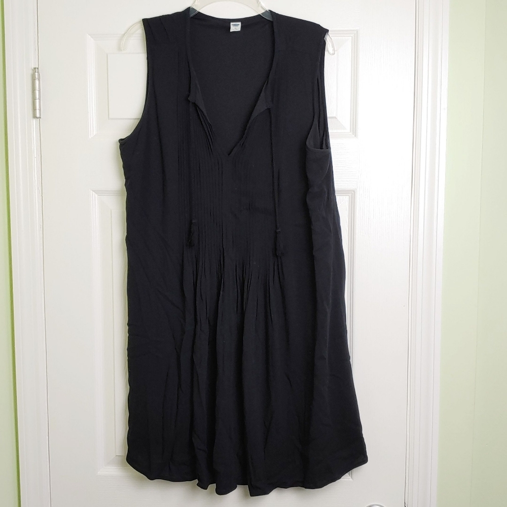 Old Navy pintuck tie v-neck tassel swing dress XL